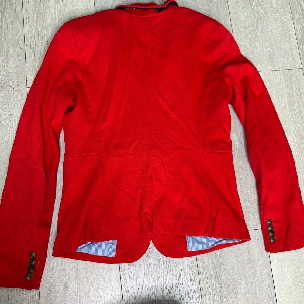 Lands End red nautical preppy single button women's academia coastal blazer 10 - Picture 3 of 9